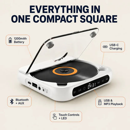 RetroSpin - Bluetooth Portable CD Player